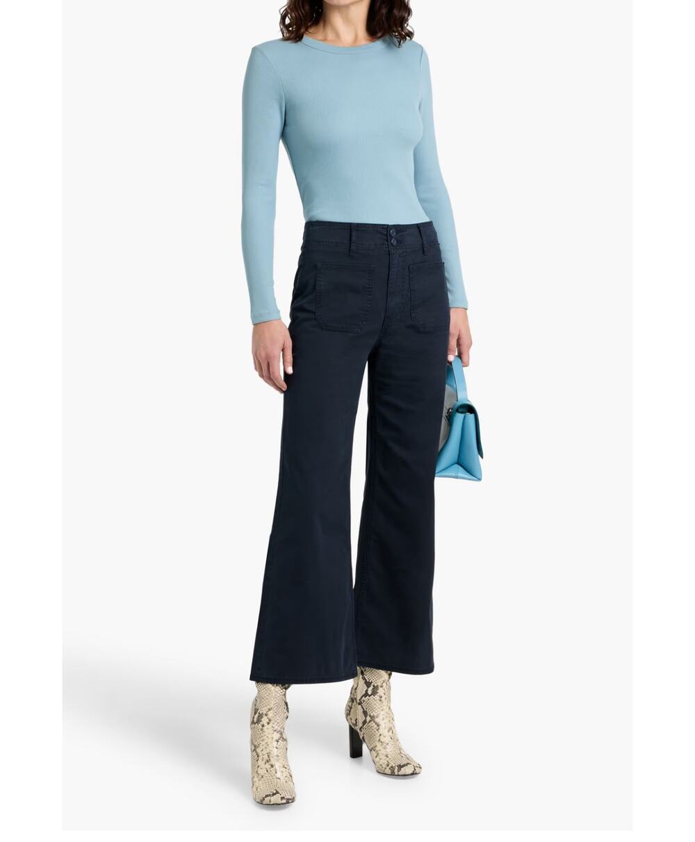 Veronica Beard Grant Cropped High-Rise Wide Leg Pants 28 Navy sophisticated Boho
